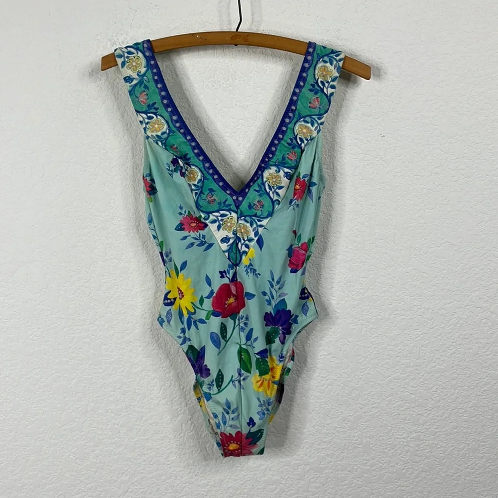 Gideon Oberson V Plunge Floral Swimsuit